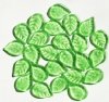 25 18x13mm Transparent Light Green Glass Leaf Beads